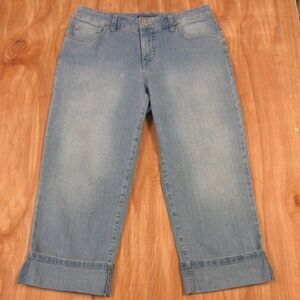 BANDOLINO Mandie Denim Capri Skimmer Sz 6 Cuffed Ankle Crop Bermuda Jean Shorts